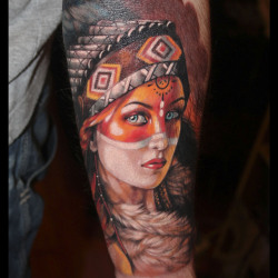 Татуировка девушка индеец